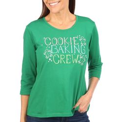 Coral Bay Womens 3/4 Sleeve Cookie Baking Crew Top