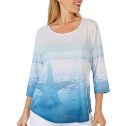 SunBay Womens Starfish Ombre Embellished Top