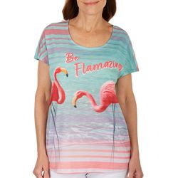 SunBay Womens Flamingo Short Sleeve Top