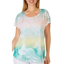 SunBay Womens Ombre Palm Leaf Top