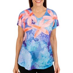 Art & Sol Womens Starfish V-Neck Dolman Short Sleeve Top