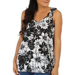 Juniper + Lime Womens Floral Coconut Ring Sleeveless Top