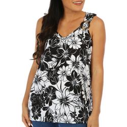 Womens Floral Coconut Ring Sleeveless Top