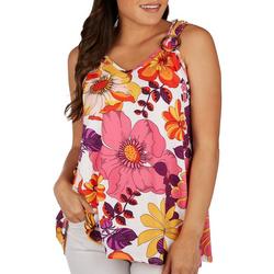 Womens Floral Print Ring Sleeveless Top