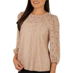 Cable & Gauge Womens Lace 3/4 Sleeve Top