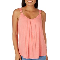 Cable & Gauge Womens Solid Scoop Neck O-Ring Sleeveless Top