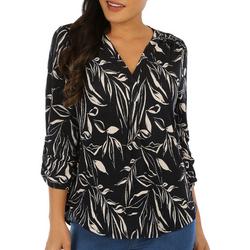 Cable & Guage Womens Long Sleeve Print Crinkle Top