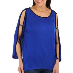 Cable & Guage Womens Grommet 3/4 Sleeve Top