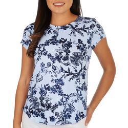 Cable & Gauge Womens Graphic Round Neck Short Sleeve Top