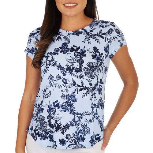 Cable & Gauge Womens Graphic Round Neck Short