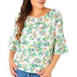 Womens Print Off The Shoulder 3/4 Sleeve Top