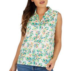 Stella Parker Womens Print Sleeveless UPF 50 Polo Shirt