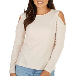 Como Blu Womens Texturized Cold Shoulder Sleeve Top