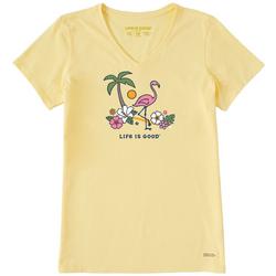 Womens Flamingo Tropics V-Neck T-Shirt