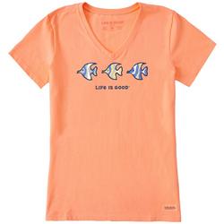 Womens Three Fish V-Neck T-Shirt