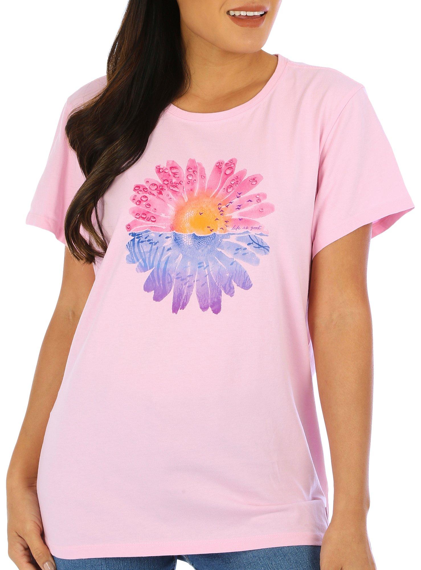 Womens Watercolor Daisey V-Neck T-Shirt