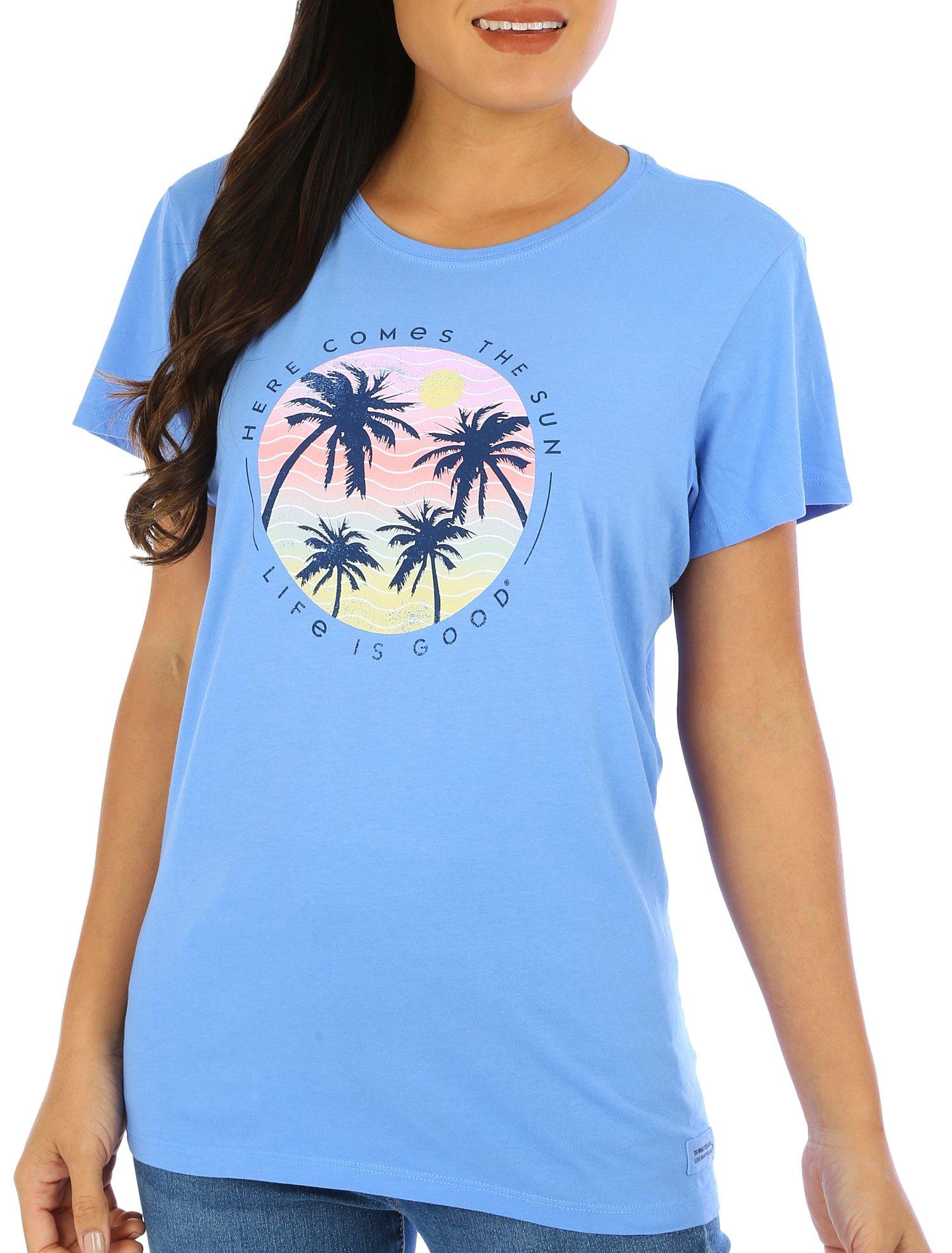 Womens Here Comes The Sun Round Neck T-Shirt