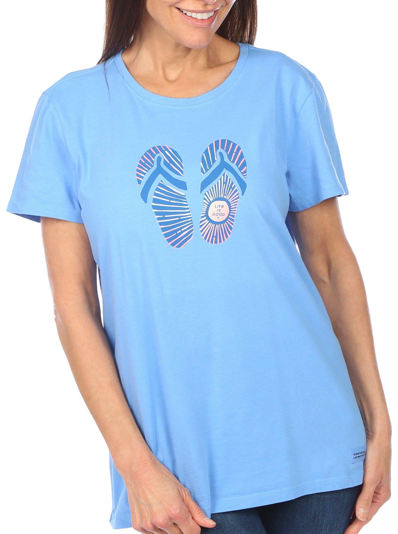 Life Is Good Womens Flipflop Round Neck Short Sleeve Tee