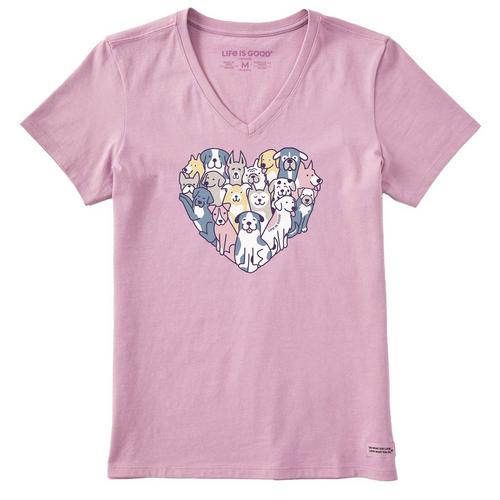 Life Is Good Womens Heart Dogs V Neck