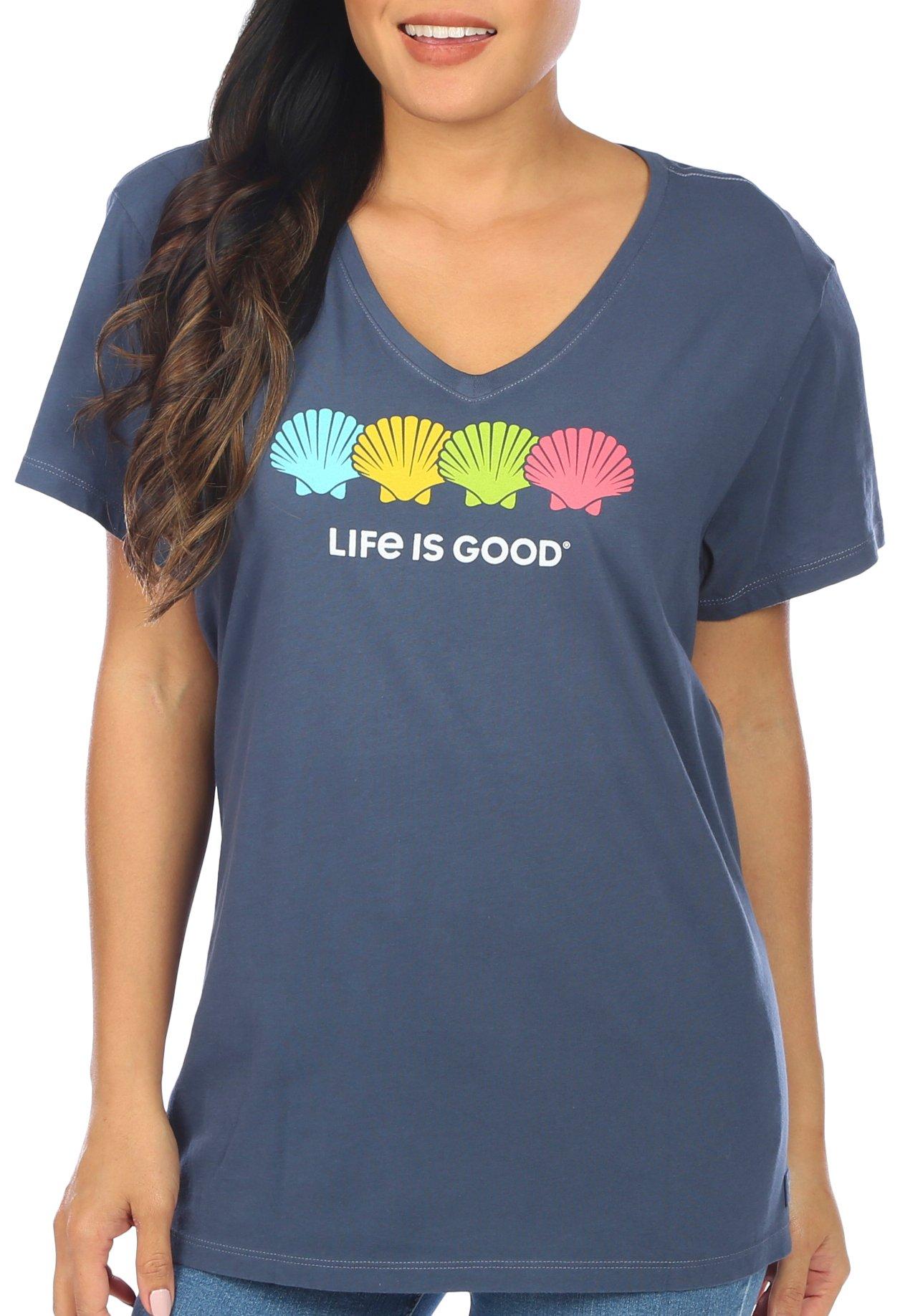 Life Is Good Womens Shells V-Neck T-Shirt