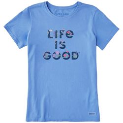 Life Is Good Womens Floral Brand Round Neck T-Shirt