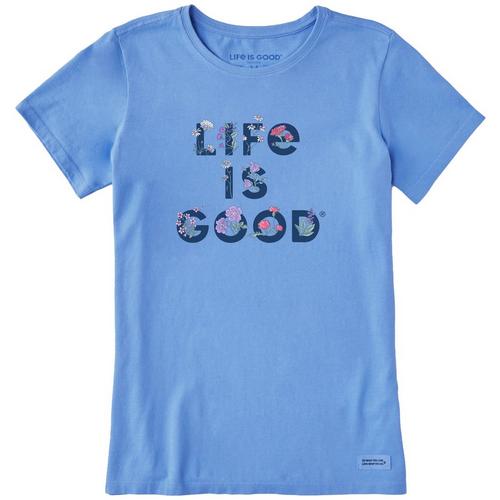 Life Is Good Womens Floral Brand Round Neck