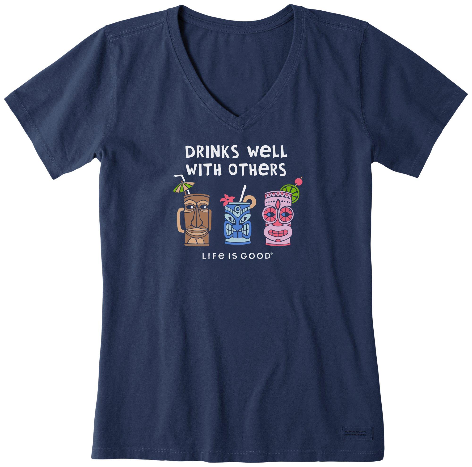 Life Is Good Womens Drinks Well V Neck