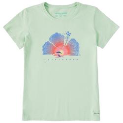 Womens Hibiscus Sunset Crew Neck T-Shirt