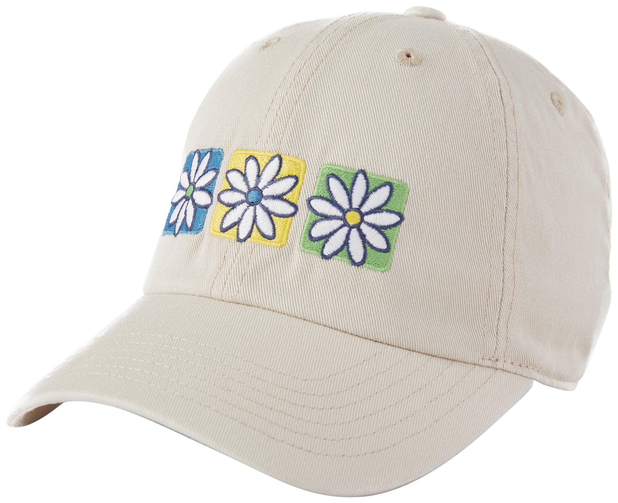 Womens Embroidered Three Daisies Cap