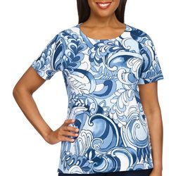 Alfred Dunner Womens Wavy Floral Top