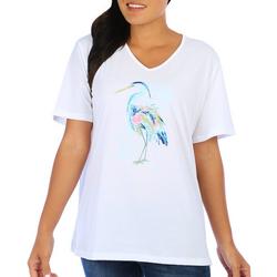 Womens Heron V-Neck Short Sleeve Top