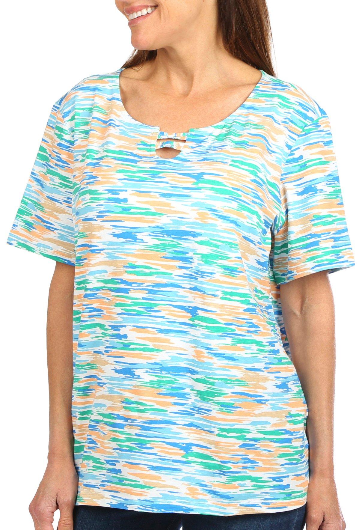 Coral Bay Womens Abstract Short Sleeve Top