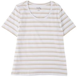 Coral Bay Womens Striped Short Sleeve Top