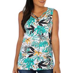 Womens Tropical Floral Sleeveless Top