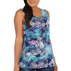Womens Abstract Butterfly Print Sleeveless Top