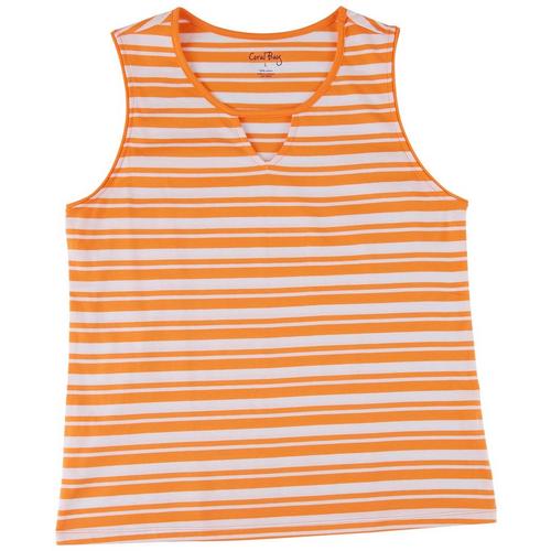 Coral Bay Womens Striped Keyhole Sleeveless Top