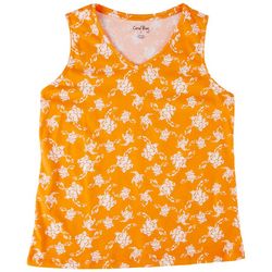 Coral Bay Womens Turtle Print V-Neck Tank Top