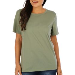 Coral Bay Womens Solid Crew Neck Short Sleeve Top