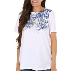 Coral Bay Womens Tropical Boat Neck Short Sleeve Top