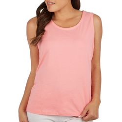 Coral Bay Womens Solid Scoop Neck Sleeveless Top