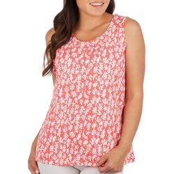 Womens Coral Seahorse Scoop Neck Sleeveless Top
