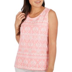 Coral Bay Womens Mosaic Scoop Neck Sleeveless Top