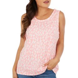 Womens Coral Seahorse Scoop Neck Sleeveless Top