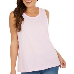 Coral Bay Womens Solid Scoop Neck Sleeveless Top
