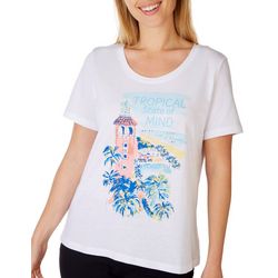 Coral Bay Womens Tropical State Embellished Short Sleeve Tee