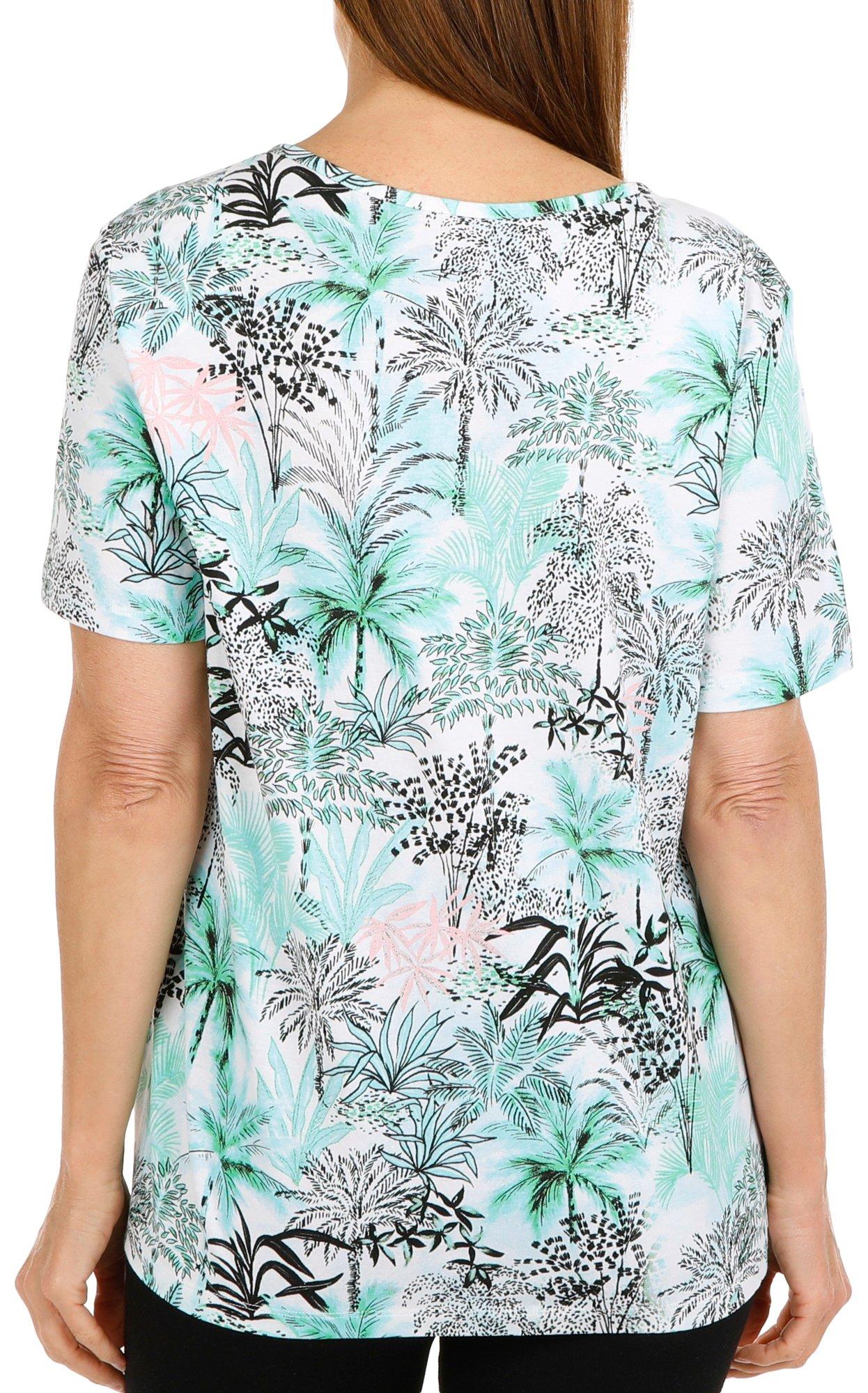 Coral Bay Womens Triple Keyhole Short Sleeve Top