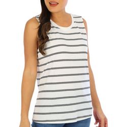 Coral Bay Womens Round Neck Striped Tank Top