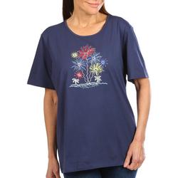 Womens Americana Fireworks Jewel Short Sleeve Top