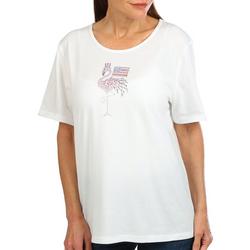 Womens Americana Jewel Flamingo Short Sleeve Top