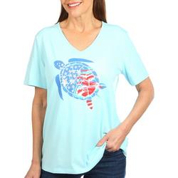 Womens Americana Jewel Turtle Short Sleeve Top